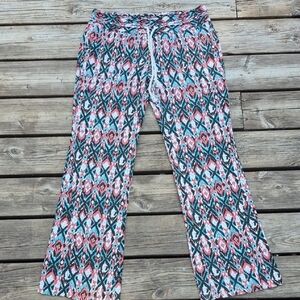 Roxy Multicolor Patterned Fabric Wide Leg Linen Pants